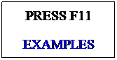 Text Box: PRESS F11
EXAMPLES
